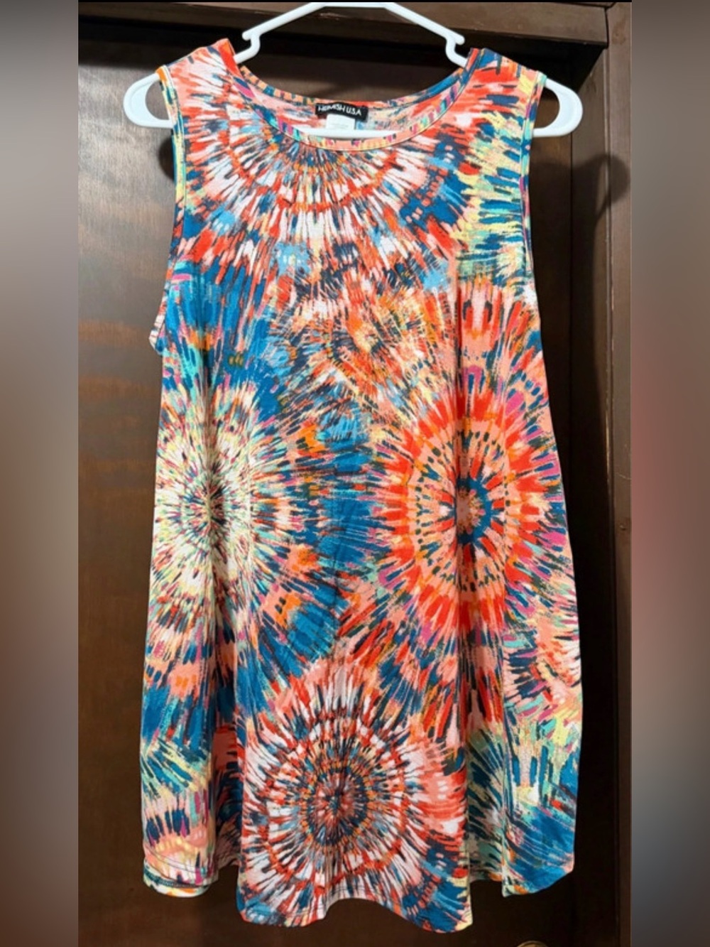 HEIMISH USA Multicolor Tie-Dye Tank Top in Blue, Orange, Pink, Cream